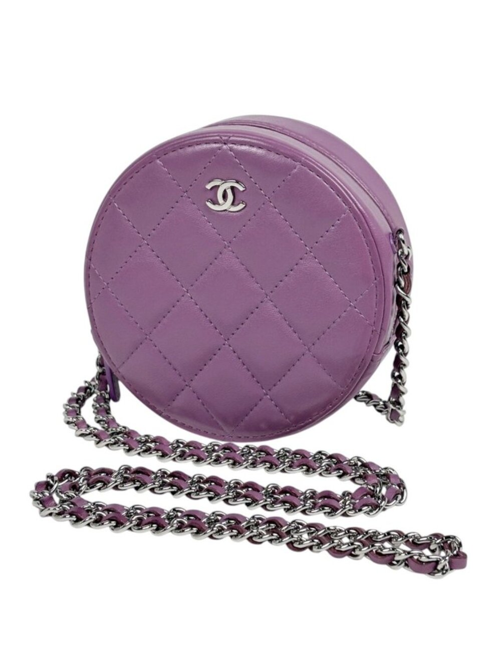 Chanel Shoulder Bag CC Logo Quilted Mini Leather Purple